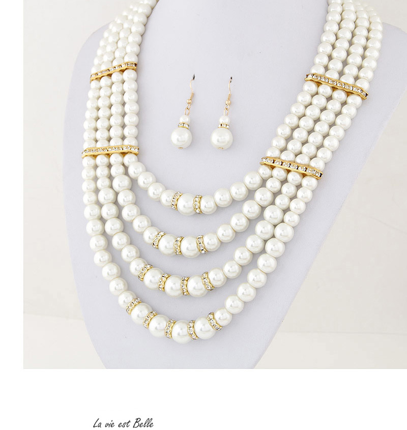 Fashion White Pearl Decorated Multilayer Design,Jewelry Sets