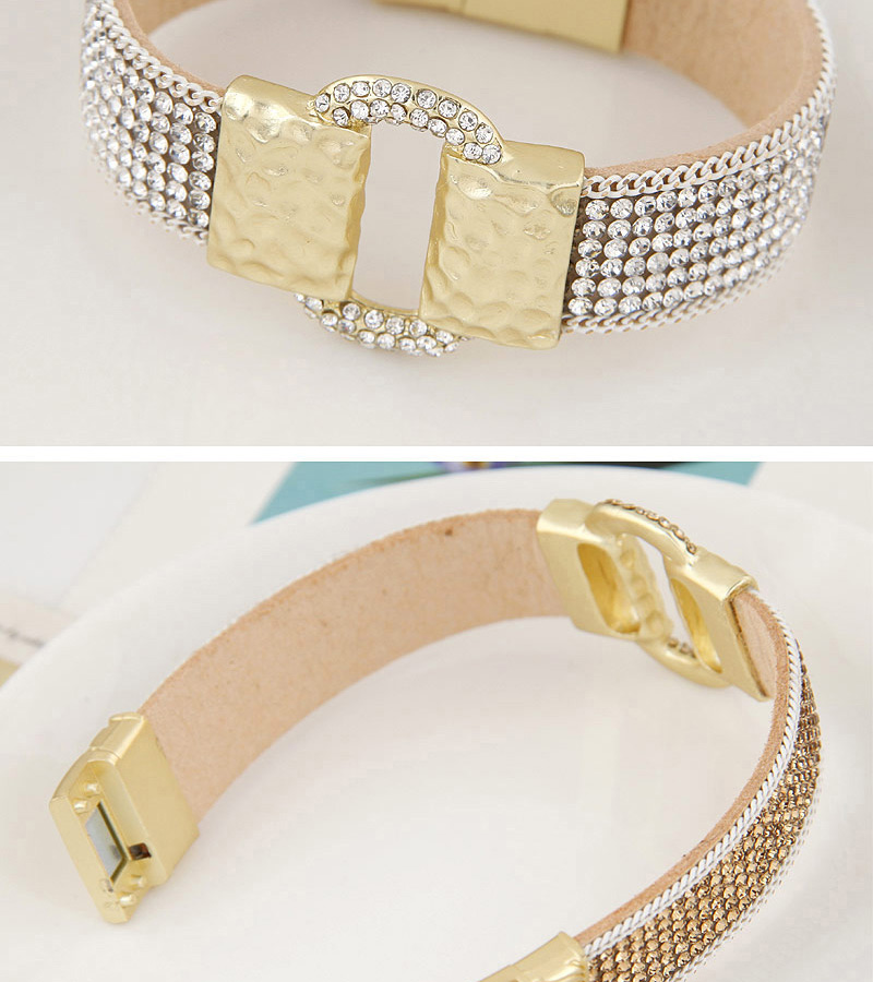 Fashion White Diamond Decorated Buckle Shape Design,Fashion Bracelets