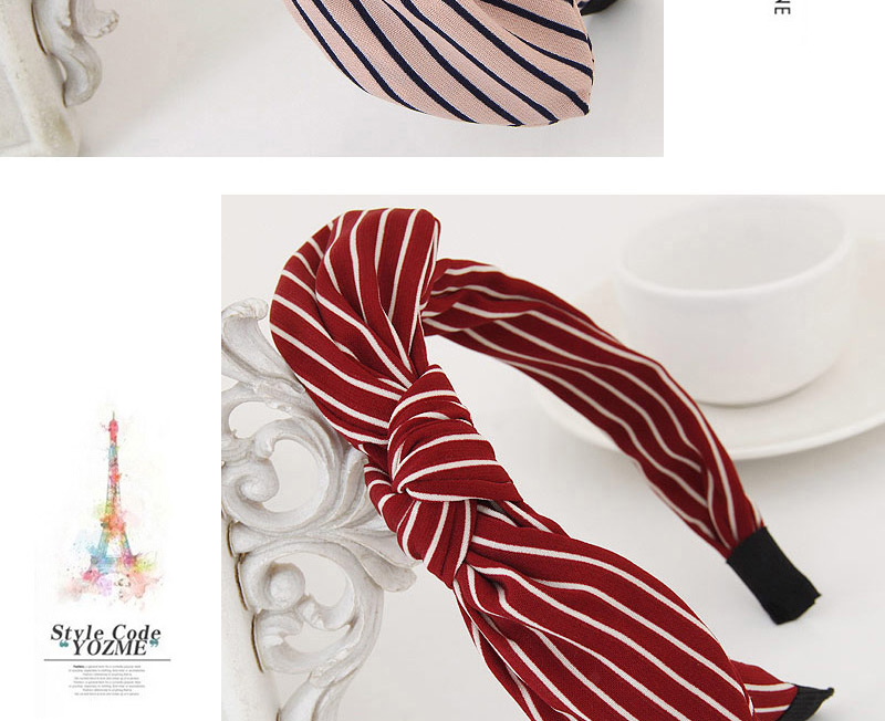 Fashion Plum Red Stripe Pattern Decorated Bowknot Design Fabric Hair band hair hoop,Head Band