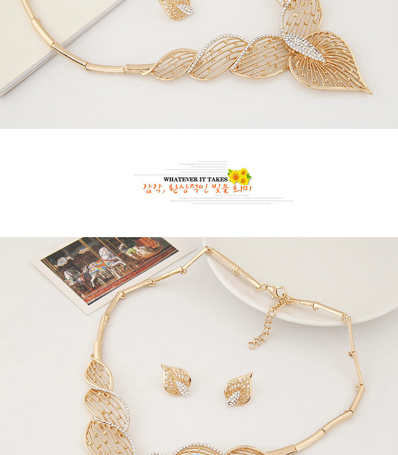 Fashion Gold Color Diamond Peach Decorated Hollow Out Design,Jewelry Sets