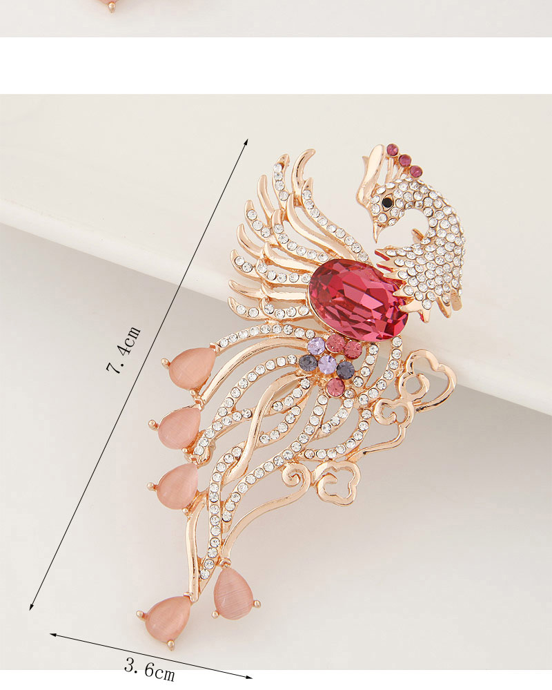 Exquisite
 Red Diamond Decorated Hollow Out Peacock Shape Design Alloy Korean Brooches,Korean Brooches