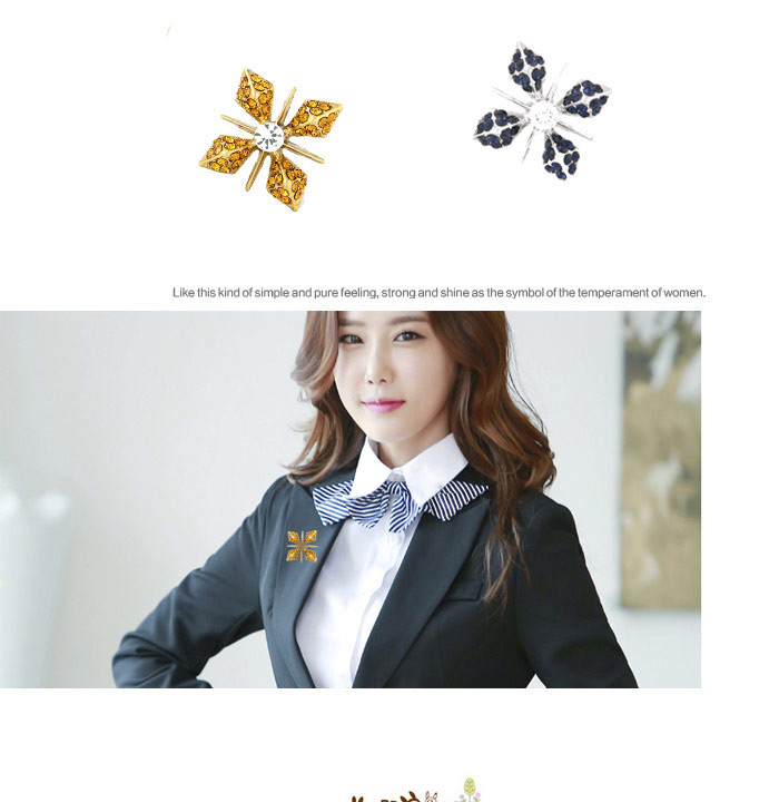 Exquisite
 Gold Color Diamond Decorated Flower Shape Design Alloy Korean Brooches,Korean Brooches