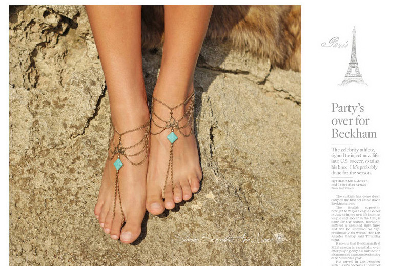 Vintage Light Blue Square Stone Shape Decorated Multilayer Design,Fashion Anklets