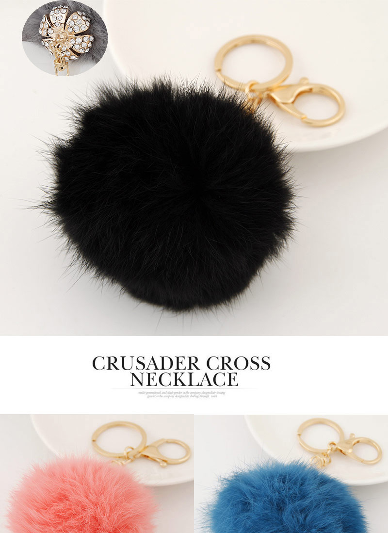 Fashion Black Fur Ball Pendant Decorated Simple Design,Fashion Keychain