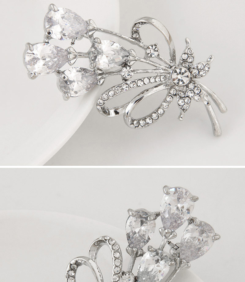 Fashion White Diamond Decorated Simple Design Alloy Korean Brooches,Korean Brooches
