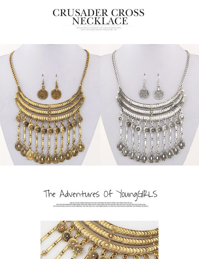 Exaggerate Anti-silver Tassel Pendant Decorated Collar Design,Jewelry Sets
