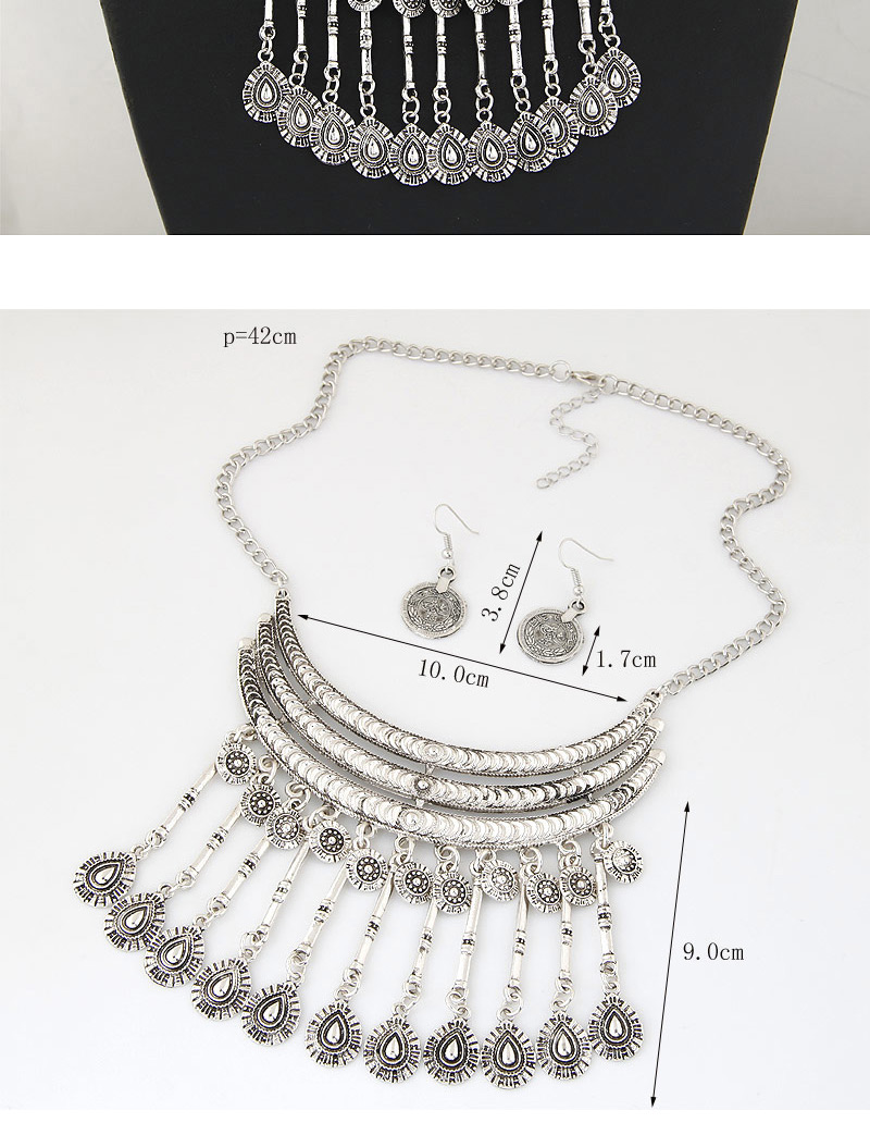 Exaggerate Anti-silver Tassel Pendant Decorated Collar Design,Jewelry Sets