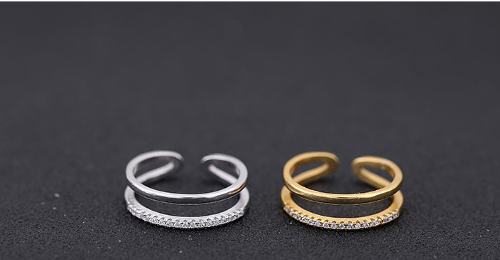 Sweet Silver Color Diamond Decorated Double-deck Opening Design Zircon Korean Rings,Fashion Rings