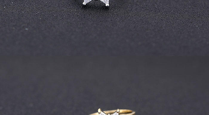 Sweet Gold Color Double Bowknot Decorated Opening Design Zircon Korean Rings,Fashion Rings