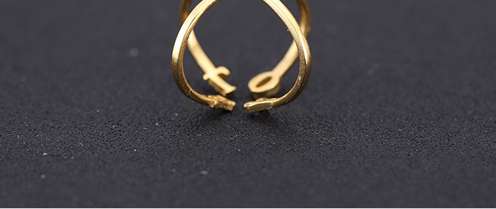 Sweet Gold Color Crossed Love Decorated Opening Design Zircon Korean Rings,Fashion Rings