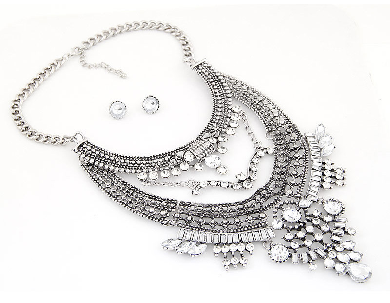 Luxury White Diamond Decorated Mutlilayer Design,Jewelry Sets