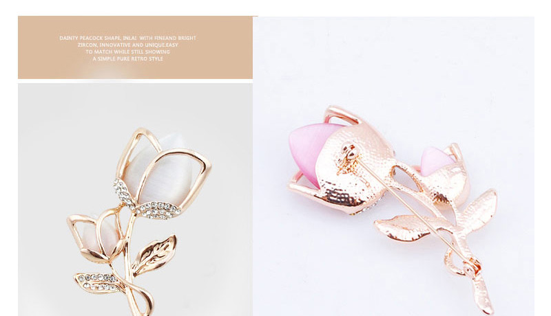 Fashion White Diamond Decorated Tulip Shape Design Alloy Korean Brooches,Korean Brooches