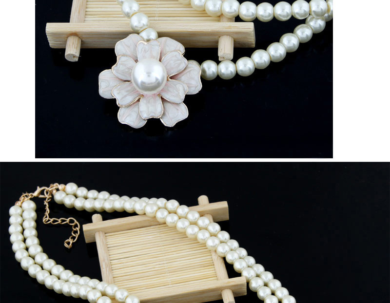 Fashion Beige Flower Pendant Decorated Double Layer Design,Bib Necklaces