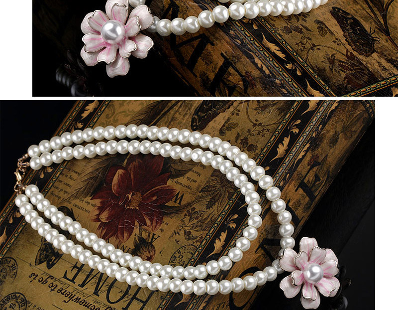 Fashion Beige Flower Pendant Decorated Double Layer Design,Bib Necklaces