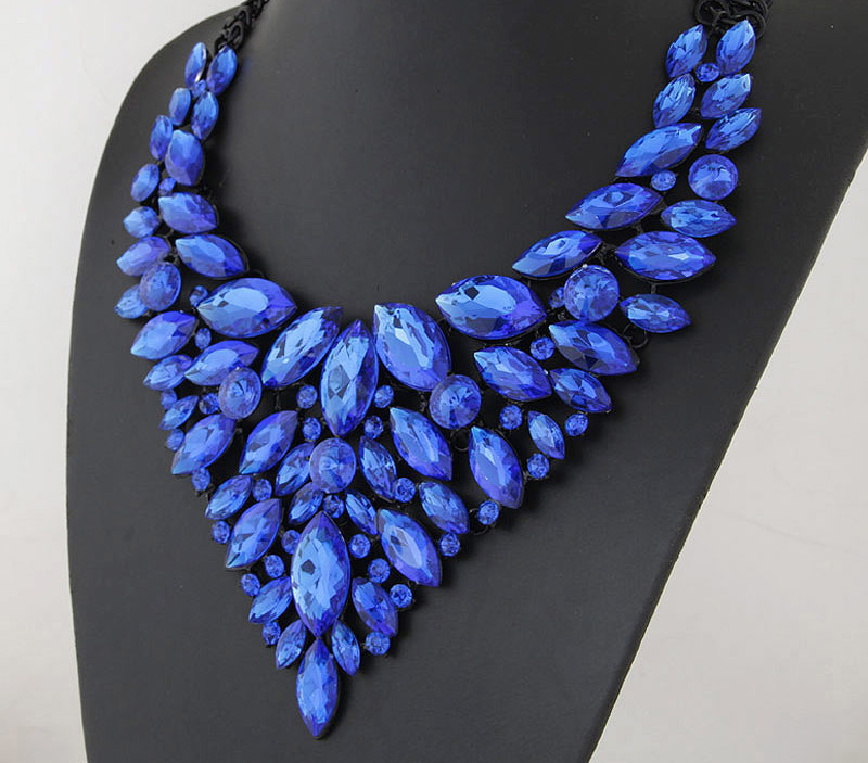 Luxury Multi-color Oval Diamond Weaving Decorated Collar Design,Pendants
