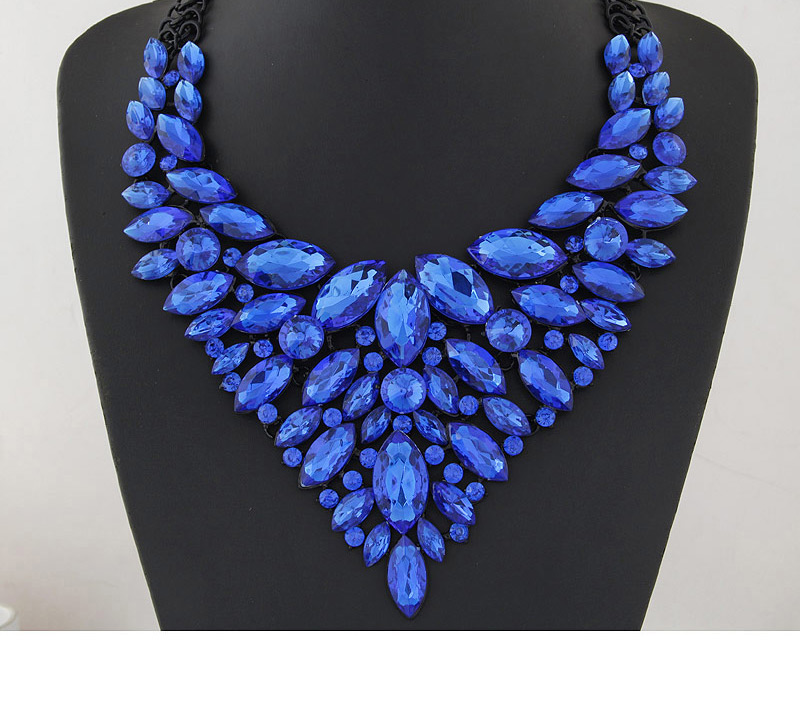 Luxury Multi-color Oval Diamond Weaving Decorated Collar Design,Pendants