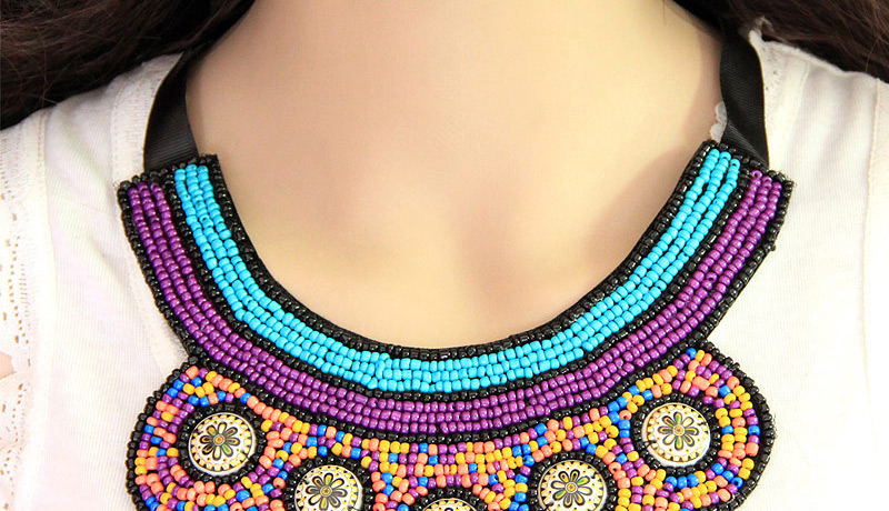 Bohemia Multi-color Beads Weaving Decorated Collar Design,Thin Scaves