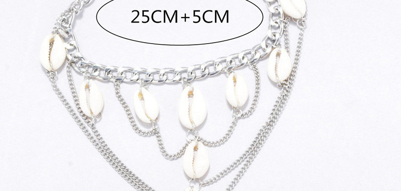 Trendy Silver Color Shell Decorated Multi-layer Design,Fashion Anklets
