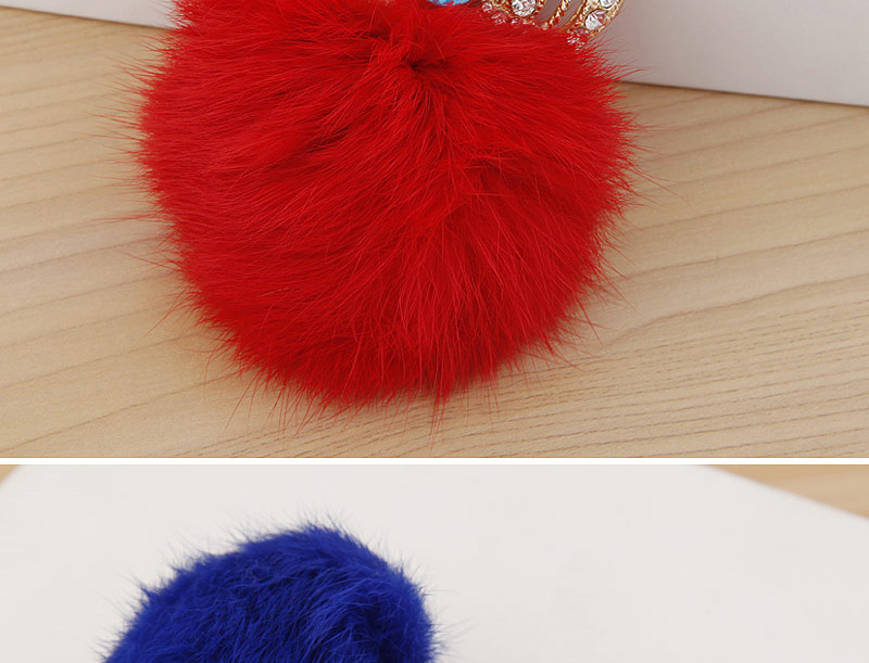 Fashion Plum Red Crown&fuzzy Ball Decorated Simple Design Alloy Fashion Keychain,Fashion Keychain