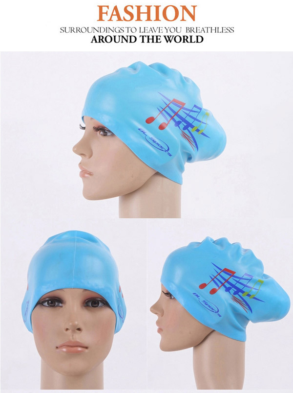 High-quality Silver Color Sheet Music Pattern Swimming Cap Design,Beach accessories