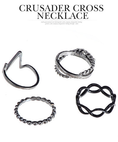 Creative Gun Black Pearl Decorated N-shape Design (4pcs),Fashion Rings