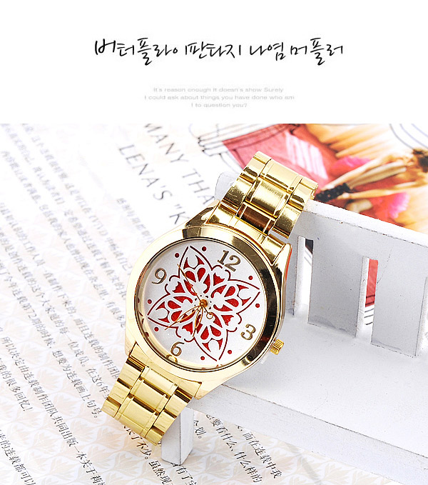 Cheap Red Flower Pattern Simple Design,Ladies Watches