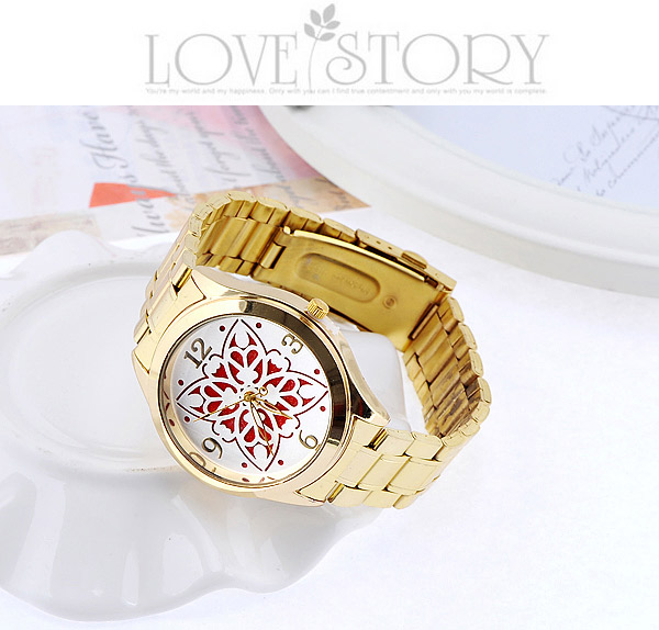 Cheap Red Flower Pattern Simple Design,Ladies Watches