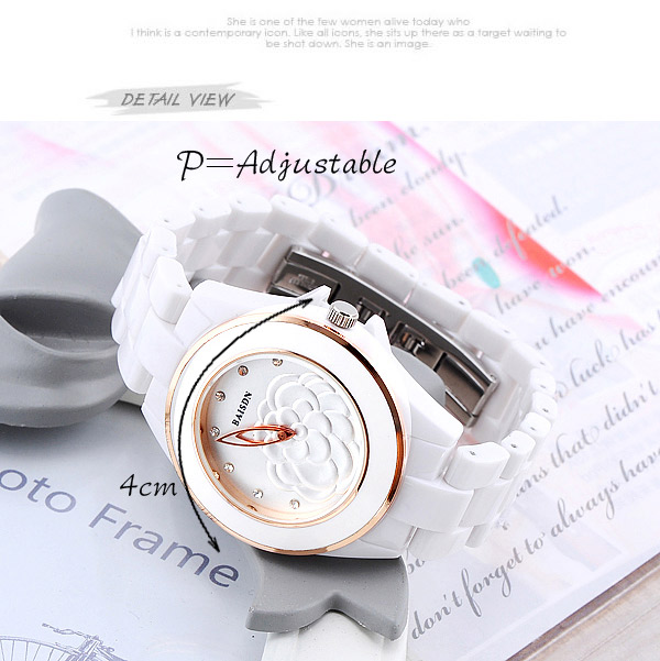 Trendy Silver Color Diamond Decorated Rose Pattern Design,Ladies Watches