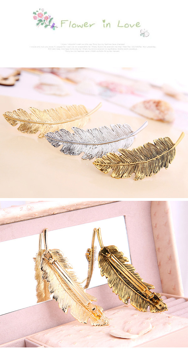 Classic Silver Color Leaf Shape Decorated Simple Design,Hairpins