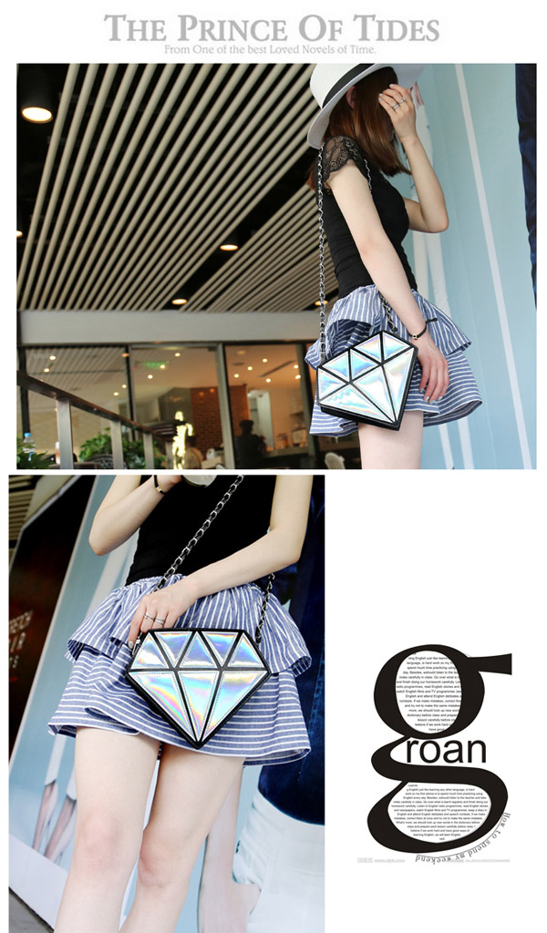 Fashion Silver Color Triangle Pattern Simple Design,Messenger bags