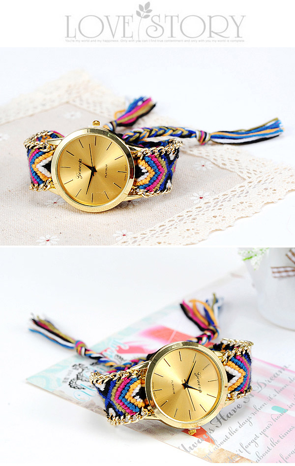 Ethnic Multicolor Tassel Weave Simple Design  Alloy Ladies Watches,Ladies Watches