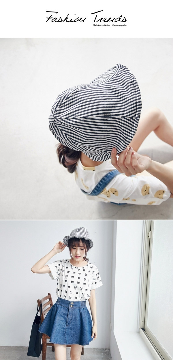 Trendy Black Stripe Pattern Simple Design,Sun Hats