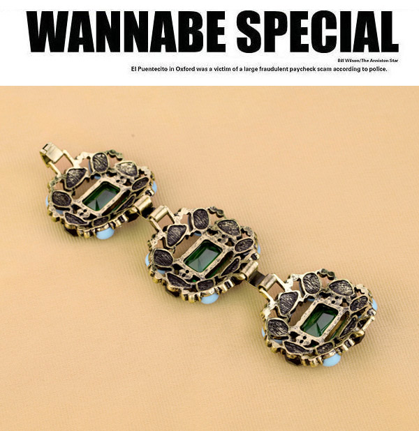 Extravagant Green Gemstone Decorated Simple Design,Fashion Bracelets