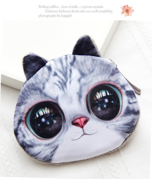 Personality Gray Cat Pattern Simple Design,Wallet