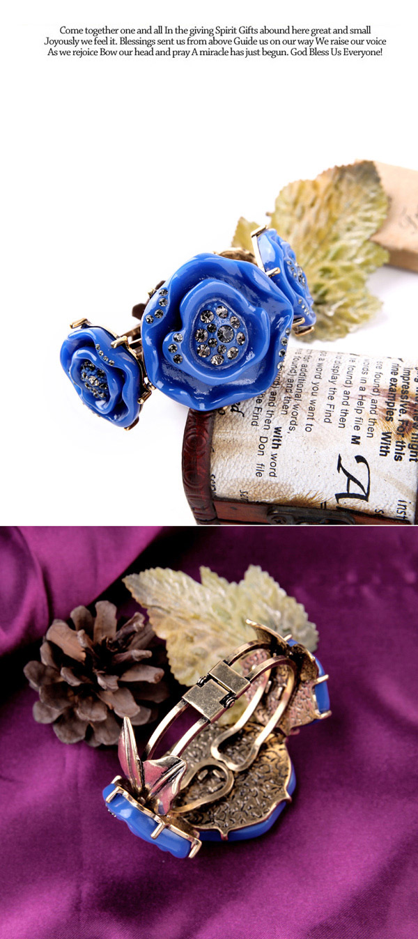 Retro Blue Flower Decorated Simple Design,Fashion Bracelets