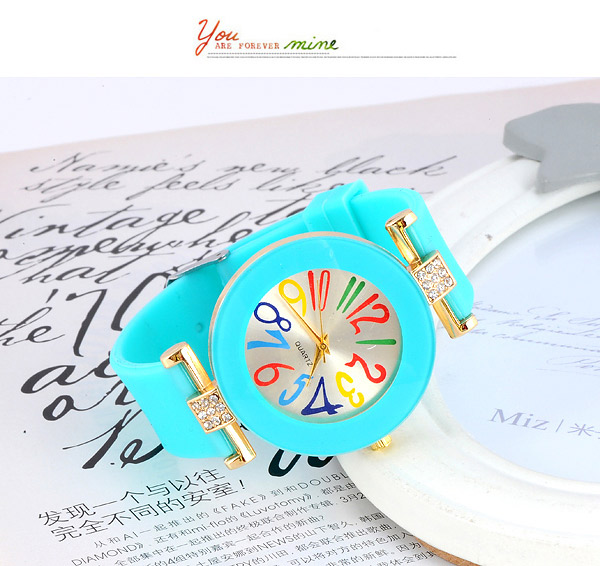 Sweet Green Diamond Decorated Simple Design,Ladies Watches