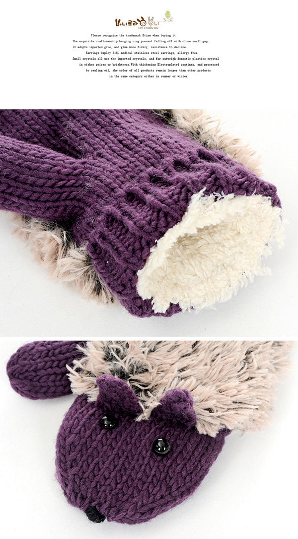 Fashion Black Hedgehog Shape Simple Design,Full Finger Gloves