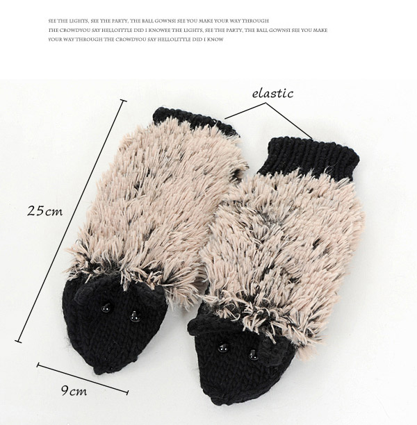 Fashion Black Hedgehog Shape Simple Design,Full Finger Gloves