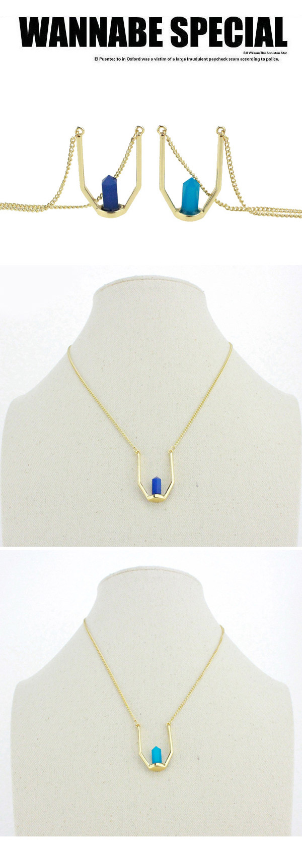 Personality Blue Gemstone Decorated Simple Design,Pendants