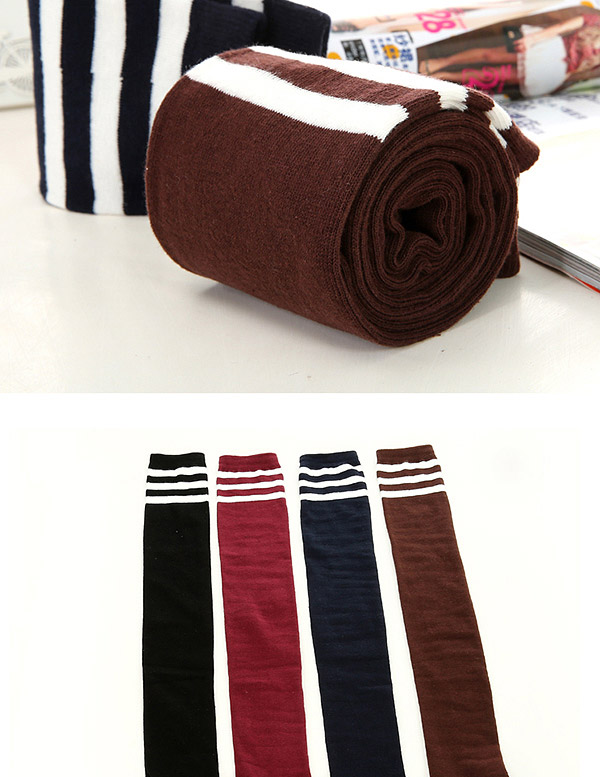 Classic Khaki+black Stripe Pattern Decorated Knee-high Design,Fashion Socks