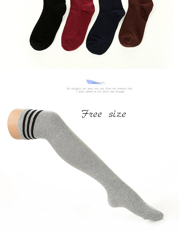 Classic Dark Gray+white Stripe Pattern Decorated Knee-high Design,Fashion Socks