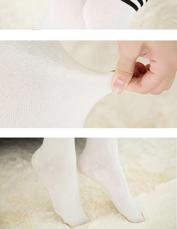 Classic Claret-red+white Stripe Pattern Decorated Knee-high Design,Fashion Socks