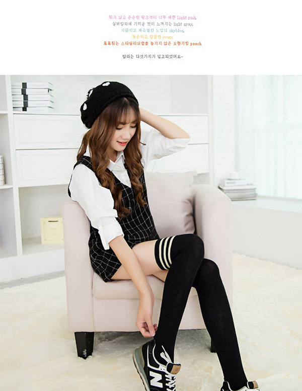 Classic Black+white Stripe Pattern Decorated Knee-high Design,Fashion Socks