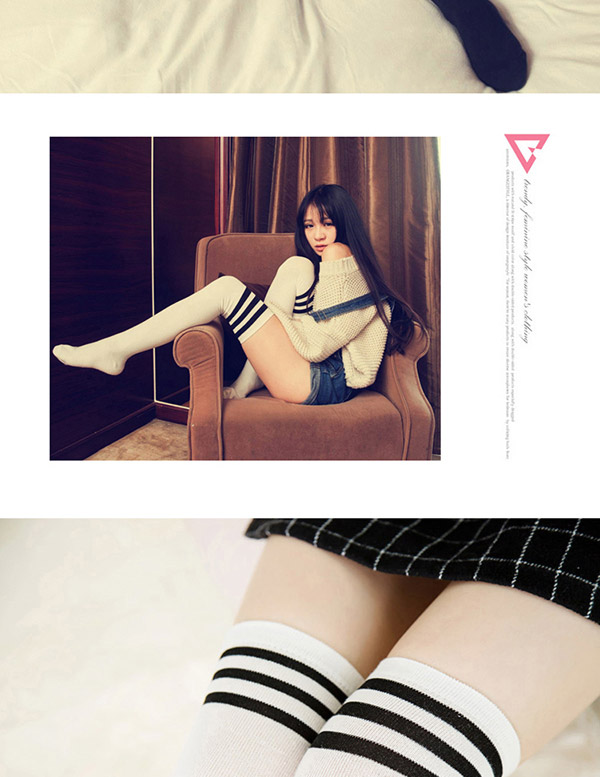 Classic White+black Stripe Pattern Decorated Knee-high Design,Fashion Socks