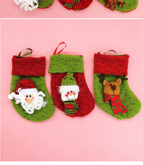 Personalized Green Snowman Pattern Decorated Socks Shape Design,Festival & Party Supplies