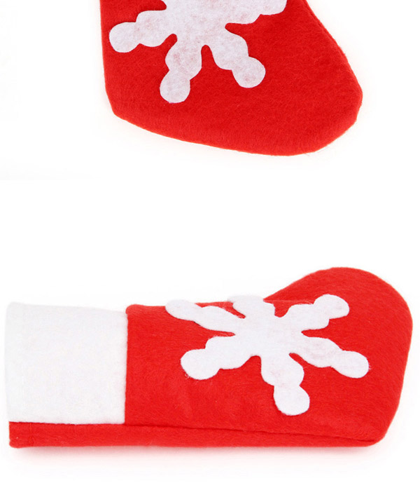 Personalized Red+white Snowflake Decorated Socks Shape Design,Festival & Party Supplies