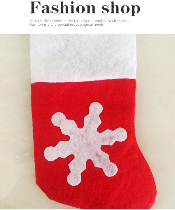 Personalized Red+white Snowflake Decorated Socks Shape Design,Festival & Party Supplies