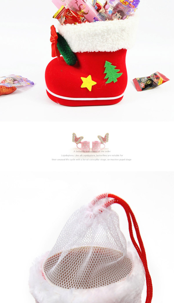 Personalized Red+white Bowknot Dedecorated Boots Shape Design(l),Festival & Party Supplies