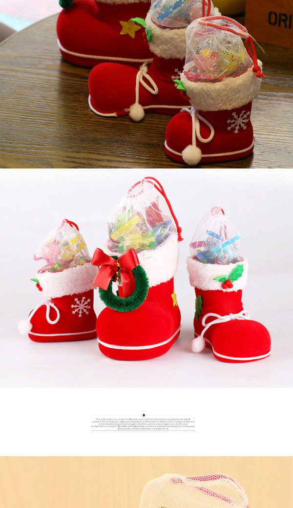 Personalized Red+white Bowknot Dedecorated Boots Shape Design(l),Festival & Party Supplies