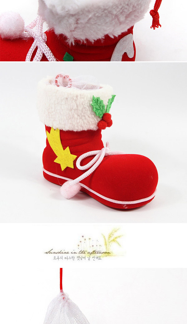 Personalized Red+white Ball Dedecorated Boots Shape Design(M),Festival & Party Supplies